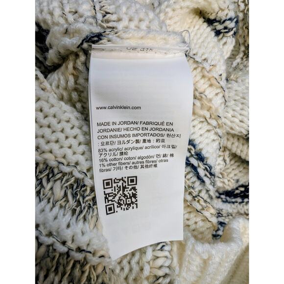 Calvin Klein Jeans Tan Blue Striped Knit Sweater Medium NWT - Picture 6 of 9